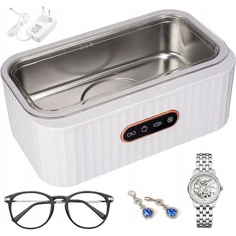 Nettoyeur à ultrasons 400 ml,Haute fréquence 45 000 Hz,4 modes de nettoyage,Nettoyage puissant à 360°,15 W,Blanc (1/5)