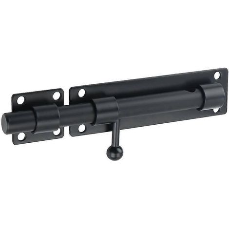 Cylindre de serrure à pêne coulissant, serrure de porte extérieure avec trou pour cadenas, acier inoxydable noir mat, EMS9000-B (cadenas non inclus). (1/4)