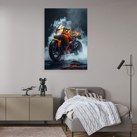 Wandbild Orangefarbenes Motorrad 40x60 (1/4)