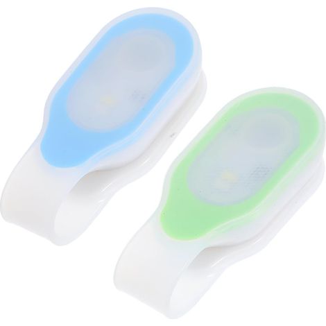 Lot de 2 Lampes LED Magnétiques à Clip en Silicone, Veilleuses D’allaitement Légères, Lampe de Poche Mains Libérées pour Course Extérieure et Randonnée Nocturne, Bleu et Vert, (1/5)