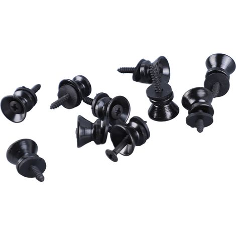10 Boutons Champignon en Métal Noir pour Sangle de Guitare, Basse, Ukulélé - avec Vis de Fixation (1/5)