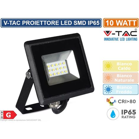 V-TAC VT-4011 Faro LED SMD 10W E-Series Colore Nero IP65 Bianco naturale - 4000K (1/10)