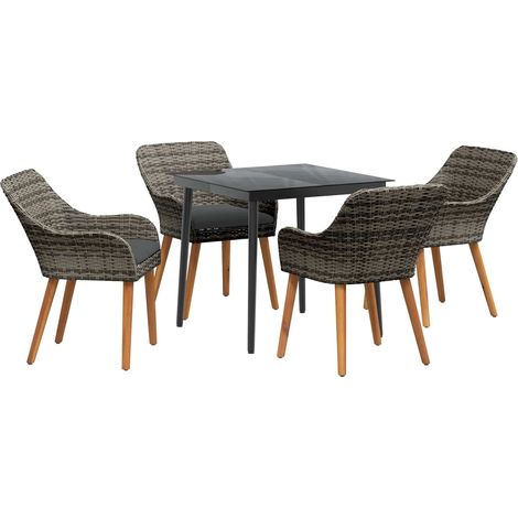 Maison Exclusive - Conjunto de Comedor de Jardín 5 pcs Gris ratán (1/5)