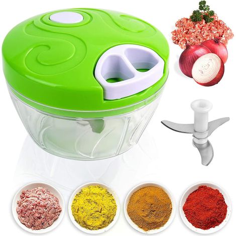 Coupe-oignon manuel 3 lames, hachoir multifonction cuisine, dés légumes rapide, outil pratique inox. (1/4)