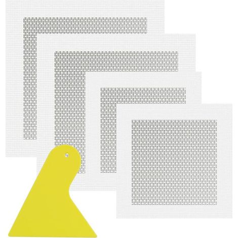 Aluminum Fiber Wall Repair Patch 4PCS 4/6 Inch Self-Adhesive Screen Patch Lasting Fiber Drywall Repair Patch to Cover Cracks (10 x10cm,15 x 15cm)