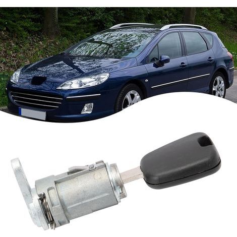 Serrure Barillet pour Porte Compatible avec Peu-g-e0t 307 407,Barillet Serrure Cylindre Serrure de Porte Avant Gauche 9170R4 9170R5 (1/5)
