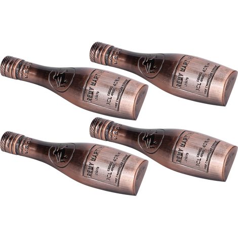 Ensemble de 4 poignées de porte rétro en alliage de zinc, forme bouteille de vin, pour placard, tiroir, cuivre antique (1/5)