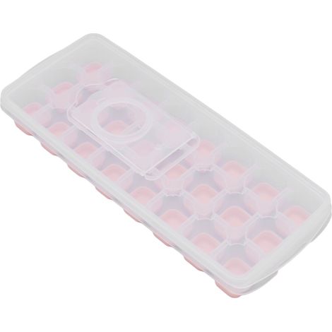 Bac à glaçons empilable 24 cases avec couvercle amovible, gain de place, idéal pour maison et fêtes, couleur rose. (1/5)