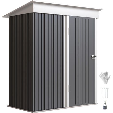Gartenschuppen, Outdoor-Cabane de rangement aus Wellstahl, Wanddesign, verstellbare Regalböden, verschließbare porte Dunkelgrau