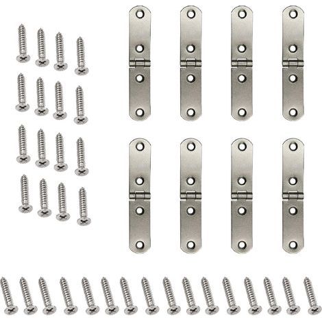 Pieces Flat Hinge, 180 Degree Cabinet Door Hinge, Invisible Round Hinge, Stainless Steel Folding Hinge, Screw-on Hinges for Folding Table, Wardrobe, Closet Furniture (1/5)