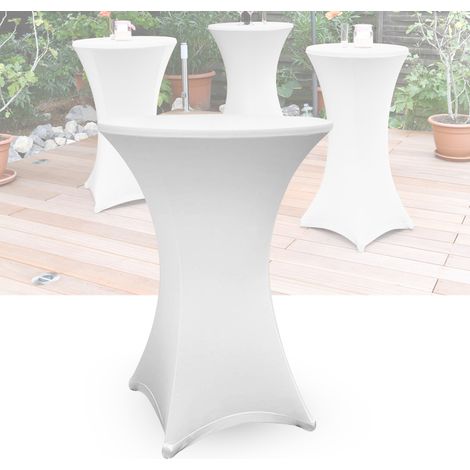 Hengda Set di 2 coperture bianche per tavolo alto pieghevole 105 CM.Bianco.Ø 80-85 cm (1/5)