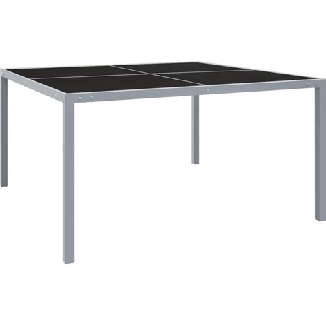 Gartentisch 130x130x72 cm Grau Stahl und Glas