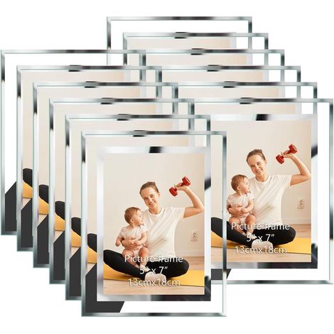 12er Set Glas Bilderrahmen 13x18 cm für Tischaufsteller, Silber (1/5)