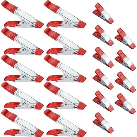 20 Pièces Pinces à Ressort Métal, Modélisme Pince à épiler, Pinces à Linge Grip Holder pointe revêtue de caoutchouc pour Bâche, Camping, Tarpaulin, Travail Bois - 2 Pouces+4 Pouces (1/5)