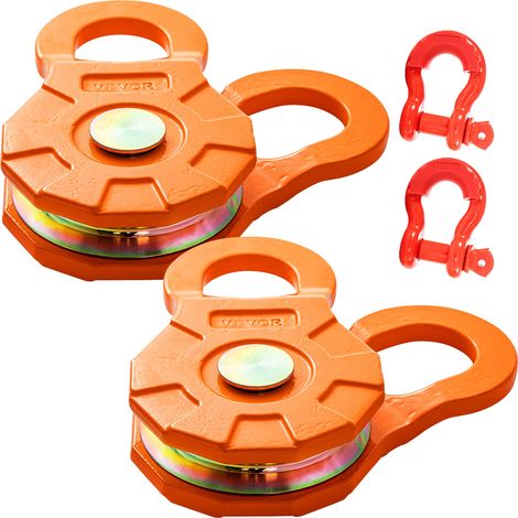 VEVOR Kit di Blocco Puleggia, Capacita Carico Massima da 11 Tonnellate Recupero Verricello Carrucola Gancio Arancio in Acciaio al Carbonio per Trasportare e Consente di Risparmiare Spazio sul Veicolo (1/5)