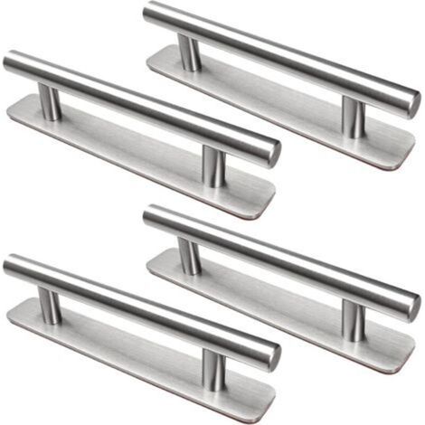 Set di 4 maniglie autoadesive per mobili, in acciaio inox da 148 mm, per cucina, non richiedono foratura, ideali per armadi, cucine, porte scorrevoli e porte finestre.