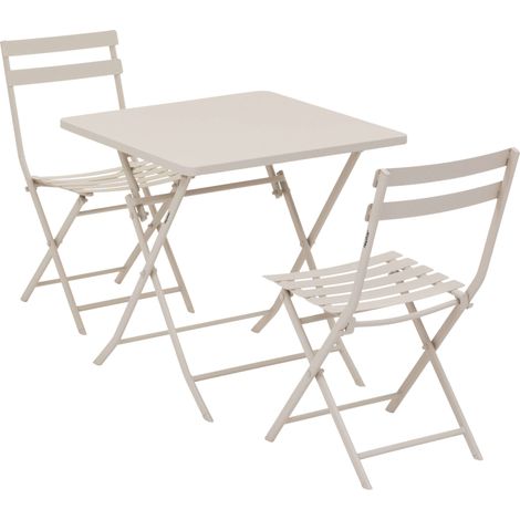 Pack Muebles de Exterior Mesa Cuadrada con 2 Sillas Plegables Greensboro Jardín Color Arcilla (1/5)
