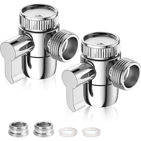 Shower Diverter, 2-Piece Durable Rustproof Chrome Diverter, Replacement Brass Diverter for Kitchen or Bathroom Shower Head, Fits Silver (1/5)