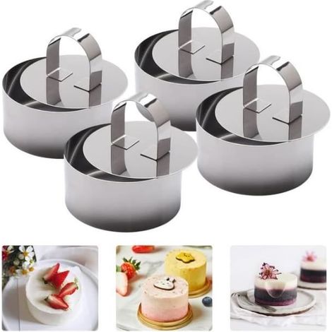4 Pièces Anneaux à Dessert 8cm x 8cm x 3.8cm,Cercle Patisserie Anneaux à Mousse ,Cercle à Gâteau Rond Cercle a Patisserie Anneaux (1/4)