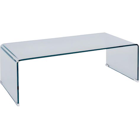 Vente-Unique – Table basse fixe en verre trempé courbé – Transparent – Longueur 110 cm – Hauteur 35 cm – Profondeur 55 cm – Charge max 80 kg