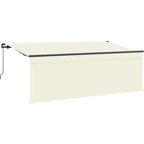 Store banne rétractable, beige, 350 x 200 cm, en polyester et aluminium. (1/4)
