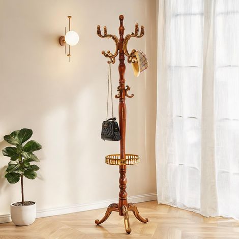 Portant vêtements en bois massif avec crochets 195 cm (1/5)