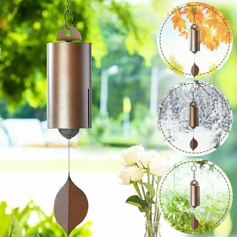 Carillon à vent en cuivre, tonalité grave, décoration de jardin extérieur avec crochet de suspension (1/4)