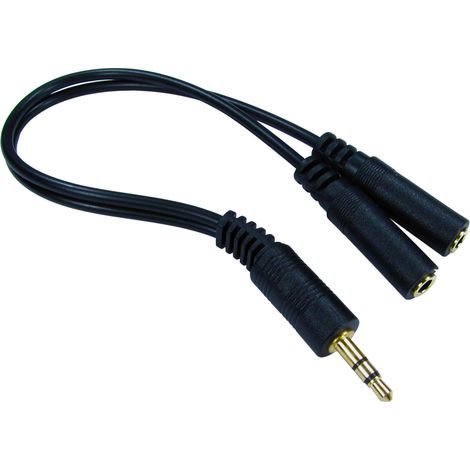 Cordon audio 3.5mm Male Jack vers 3.5mm Female Jack, Long. 200mm ( Prix pour 1 )