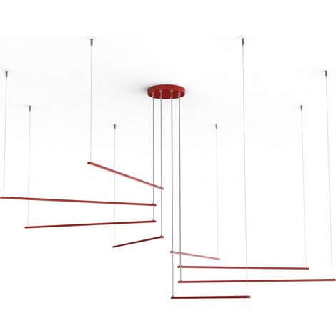 LUMICOM  RADIUS Sospensione, STRIP LED, 136W/m, 4000K, metallo, rosso lucido, d.220 (1/2)