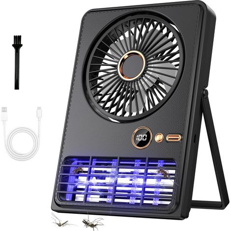 Tischventilator, wiederaufladbarer tragbarer Ventilator mit starkem Wind, ultraleise, kleiner persönlicher Ventilator mit 90°-Neigung, faltbar und 5 einstellbaren Geschwindigkeiten, per USB-C wiederau