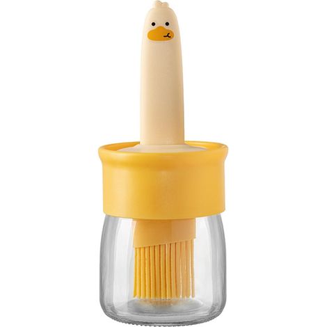 Pour la cuisine, la pâtisserie, le barbecue et la maison : flacon à huile avec brosse en silicone, ensemble tout-en-un (orange) (1/5)