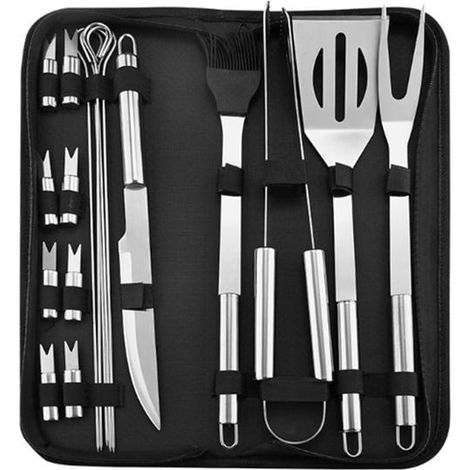 Tragbares Grillbesteck-Set mit Tragetasche – bereit für unvergessliches Grillen – 18er-Pack