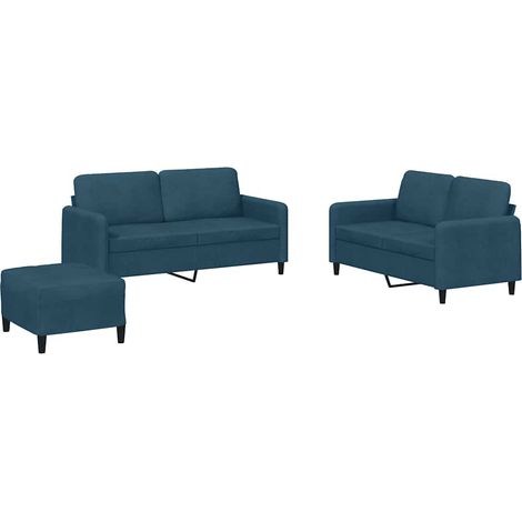 Maison Exclusive - Set di Divani 3 pz Blu in Velluto