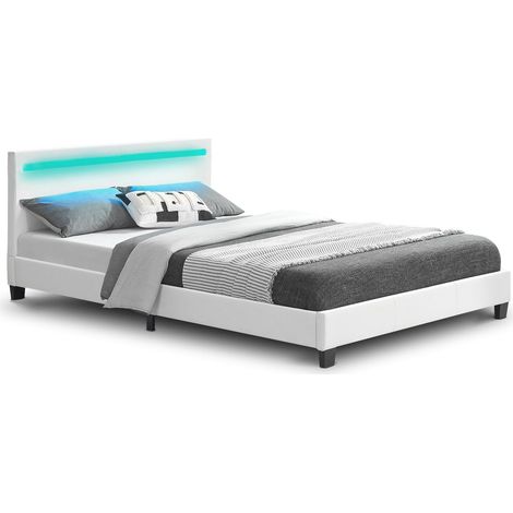 Letto imbottito Paris Nero 120 x 200 cm Struttura letto con illuminazione LED e rete a doghe