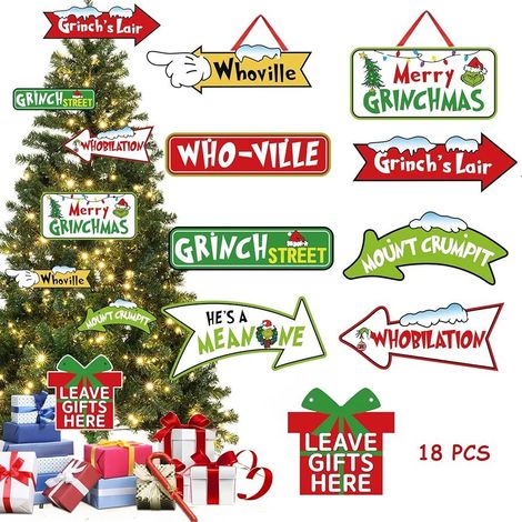 Décorations de Noël Grinch les plus vendues, panneaux décoratifs Grinch, décorations de Noël, articles de fête