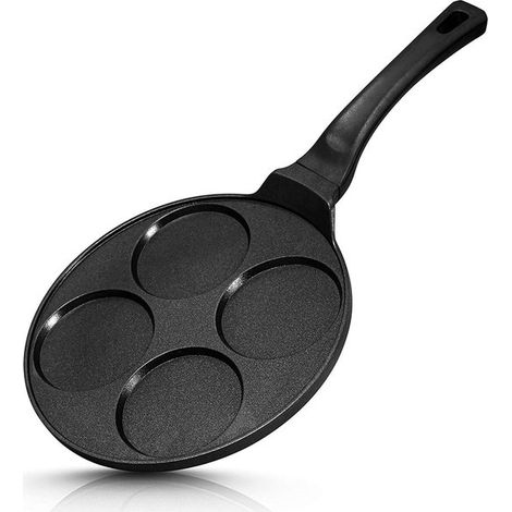 Crêpière antiadhésive à revêtement marbre – Moule à œufs – 4 emplacements – Cuisson homogène – Idéale pour crêpes et galettes (1/5)