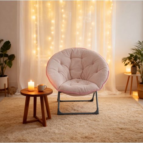 Sillón plegable luna de tela y metal, rosa, 85 x 58 x 53 cm DESVIAE (1/5)