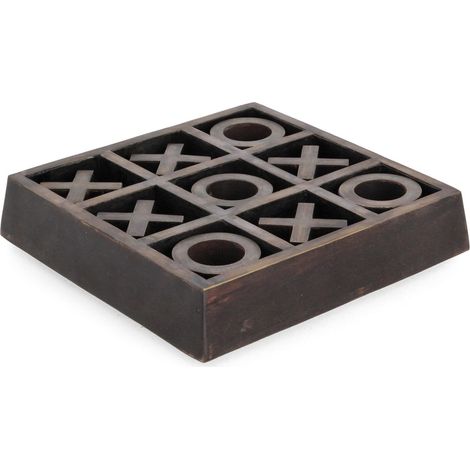 Tris in legno di mango con simboli "O" e "X" per decorazioni interne -H 6
