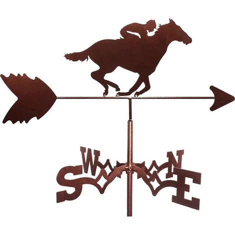 Girouette rétro clôture, indicateur direction vent décoration jardin ferme, outil mesure - Chevaux de course (1/5)