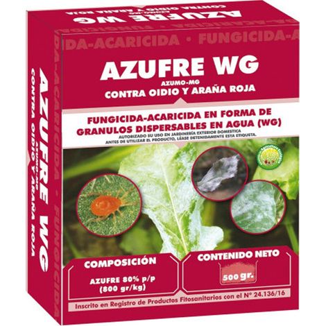 Fungicida Azufre WG Masso contra Oidio y Araña Roja 500gr  Granulos dispersables en Agua  Control de Plagas
