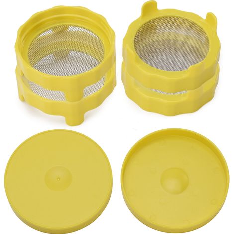 Couvercle ABS avec tamis inox pour bocal Mason large goulot, germination, égouttage et filtration (1/5)