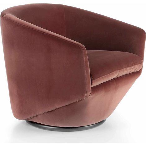 Fauteuil pivotant à 360º rembourré tissu velours base acier inoxydable - Saumon rose, acier inoxydable (1/5)