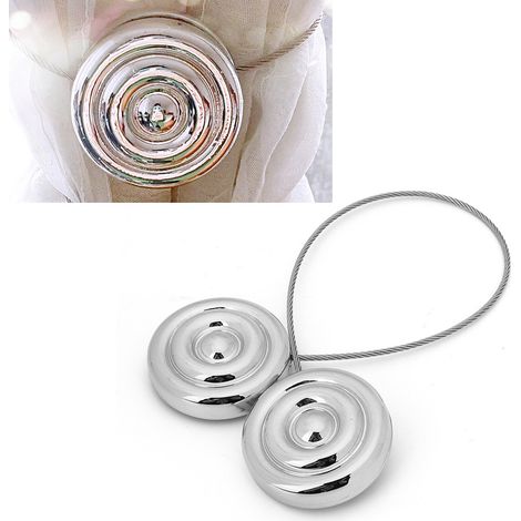 Boucles de rideaux magnétiques en fil d'acier de style européen, attaches à rideaux à boule, pinces à rideaux, ornements de rideaux argentés (1/5)