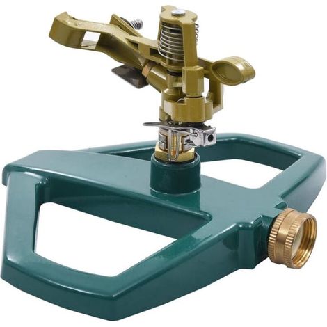 Arroseur rotatif vert pour jardin en métal, 21 x 22 x 13 cm, sprinkleur oscillant pour pelouse, irrigation efficace et économique (1/4)