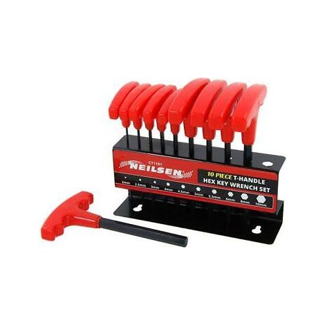 10PC METRIC 2-10MM T HANDLE ALLEN KEY ALLAN HEX KEY WRENCH T BAR SET CT1191 (1/3)