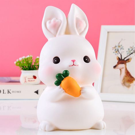 Tirelire enfant en forme de cochon mignon avec un dessin animé, anti-chute, en résine vinyle, pour garçons et filles, motif lapin (1/5)