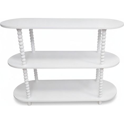 Space-Saving 3-Tier Narrow Console Table – Modern Pumpkin Legs – MDF Side Table for Living Room, Bedroom, Entryway, Bedside – Minimalist Plant Stand – Color: White