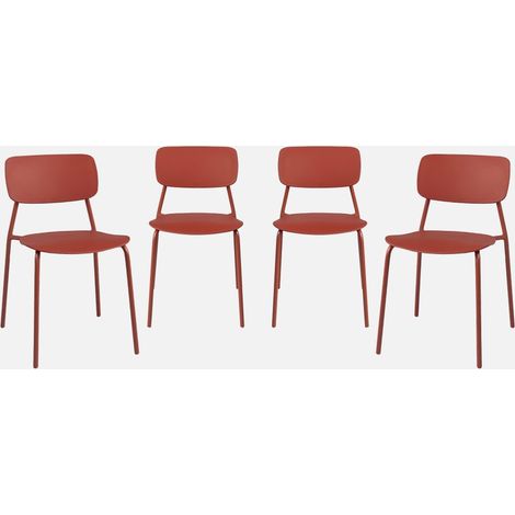 Set 4 sedie da giardino impilabili in acciaio e plastica