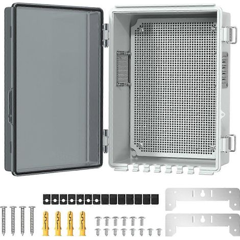 Wasserdichter, robuster und wetterfester Kunststoff-Verteilerkasten für den Außenbereich mit U-förmiger Öffnung für elektrische Installationen. (1/5)