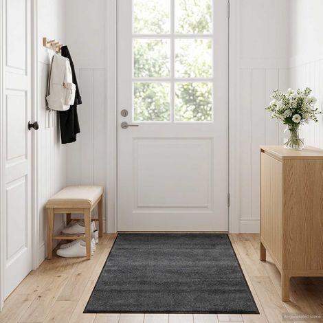 Tapis d'entrée Gris clair 150 x 90 cm 100% Polyamide Lavable (1/4)